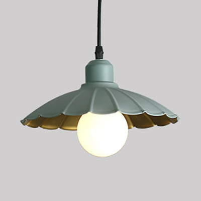 Macaron Style Scalloped Edge Metallic Hanging Lamp - Pink/Yellow For Living Room Green