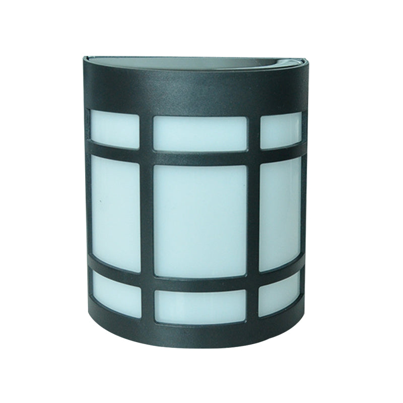 Retro Semi-Cylinder Flush Wall Sconce With Rhombus/Rectangle/Trellis Cage - Black