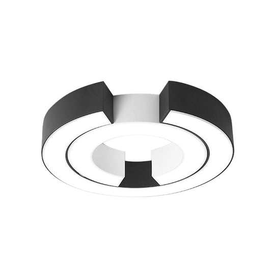 Sleek Black Double C Shaped Led Ceiling Mount Light Fixture For Office In Warm/White