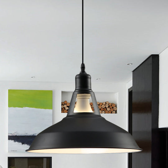 Metallic Pendant Light - Farmhouse Barn Shade Hanging Lamp (10.5/12/15 Inch) Wide 1 Fixture In