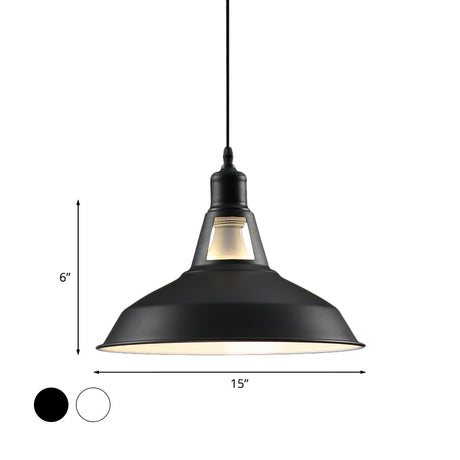 Metallic Pendant Light - Farmhouse Barn Shade Hanging Lamp (10.5/12/15 Inch) Wide 1 Fixture In
