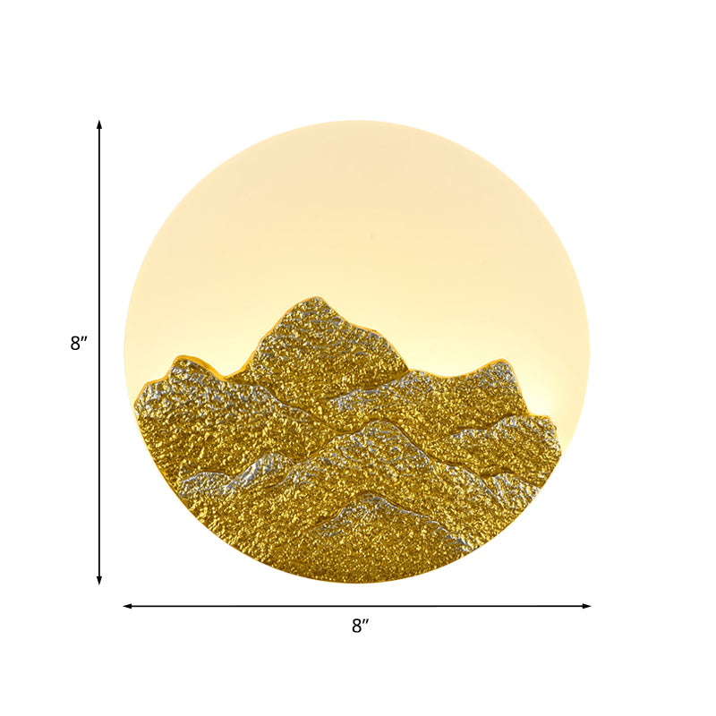 Chinese White Lotus And Mountain Moon Resin Mural Led Wall Lamp For Guest Room