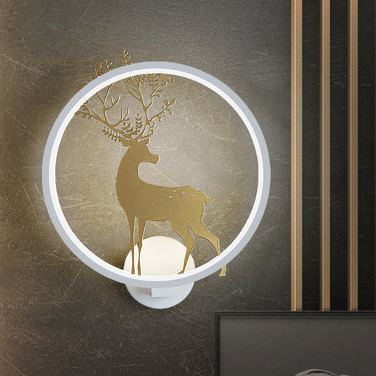 Nordic Led Gold Deer Wall Lamp With Glowing Hook - Stylish Aluminum Mural Light Fixture