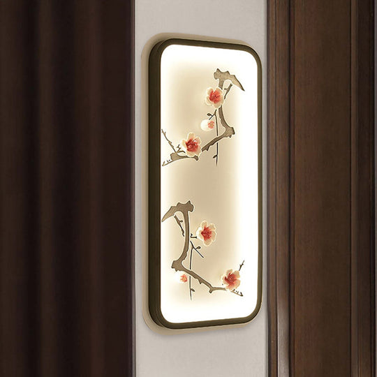 Lotus Blossom Mural Lamp - Chinese Ceramic Black-Green Or Red Led Wall Light For Family Room