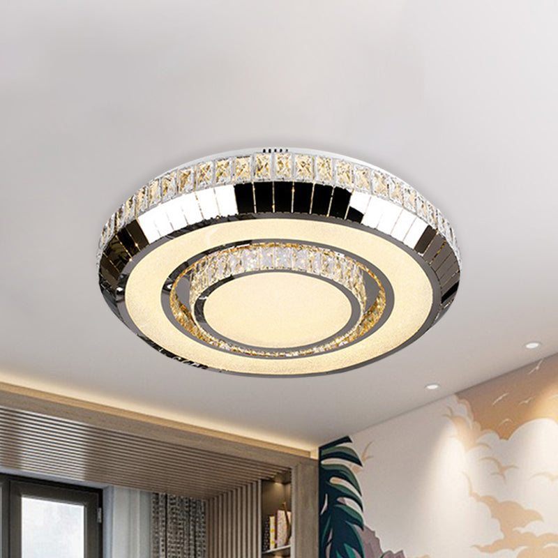 Stainless Steel Led Ceiling Light With Beveled Glass Crystal