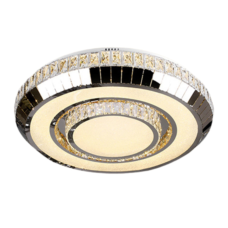 Stainless Steel Led Ceiling Light With Beveled Glass Crystal