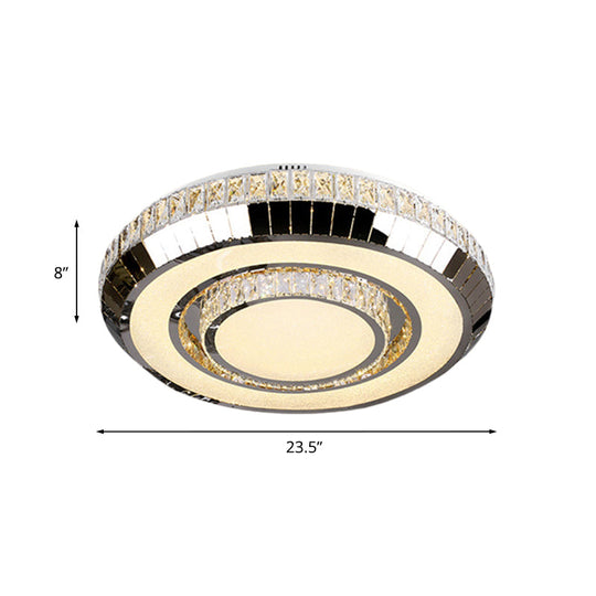Stainless Steel Led Ceiling Light With Beveled Glass Crystal
