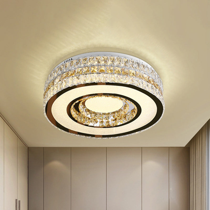 Crystal - Encrusted Led Ceiling Lamp For Minimalist Bedroom Design Nickel