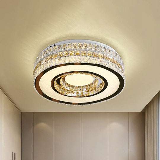 Crystal - Encrusted Led Ceiling Lamp For Minimalist Bedroom Design Nickel