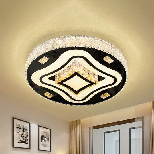 Modern Harlequin Crystal Prisms Led Ceiling Lamp In Stainless Steel Stainless-Steel