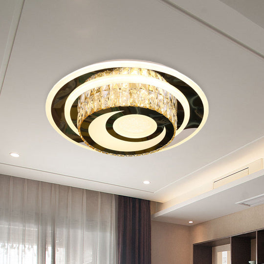 Beveled Crystal Ceiling Lamp Led Flushmount Light For Guest Rooms