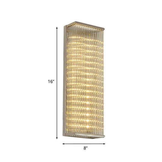 Contemporary Chrome Led Wall Sconce: Clear Glass Bar Mount Light