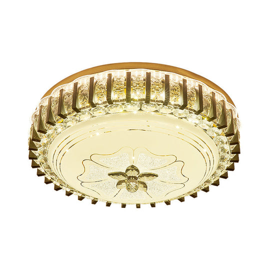 Modern Crystal Led Flushmount Ceiling Light For Dining Room - Black Drum Flush