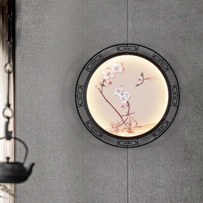 Spring Blossom Pink Sconce Mural Lamp: Retro Led Wall Light For Guest Room