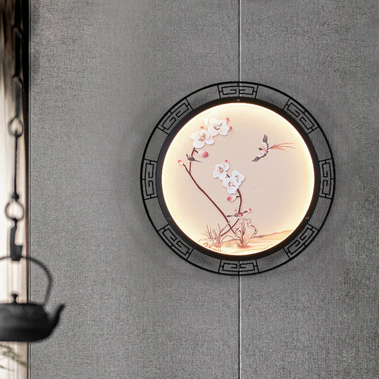 Spring Blossom Pink Sconce Mural Lamp: Retro Led Wall Light For Guest Room