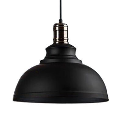 Industrial Style Metallic Pendant Ceiling Light - 12’/14’/16’ Dia 1 Bowl Shade Black/White Inner