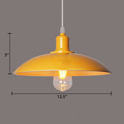 Vintage Metal Saucer Shade Pendant Ceiling Light: Green/Red Stylish 1-Light Fixture For Table