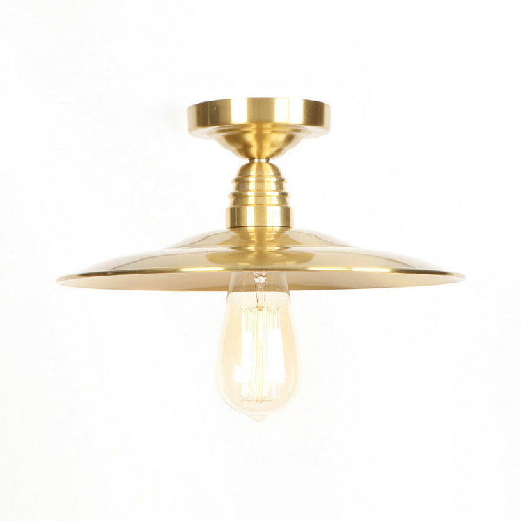 Industrial Metal Flush Mount Ceiling Light - Gold Saucer Single Head Fixture For Living Room Brass /