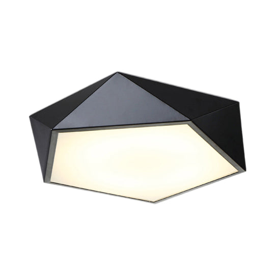 Geometric Metal Flush Mount Lighting With Led - White/Black 16.5’/20.5’/24.5’ Wide