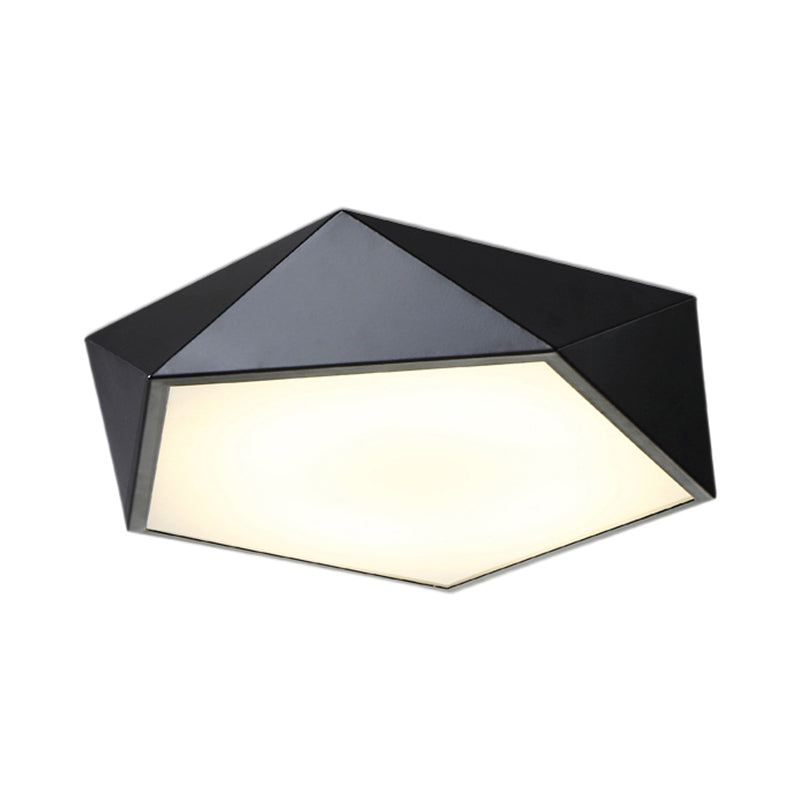 Geometric Metal Flush Mount Lighting With Led - White/Black 16.5/20.5/24.5 Wide