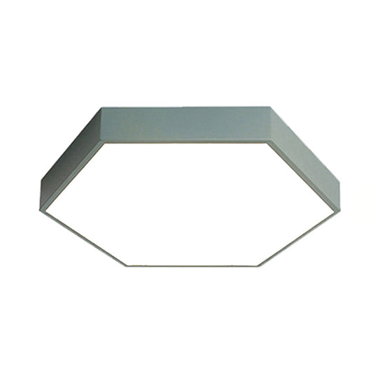 Modern Led Flush Mount With Metal Shade - Hexagon Design In Gray/Yellow/Blue White/Warm Light