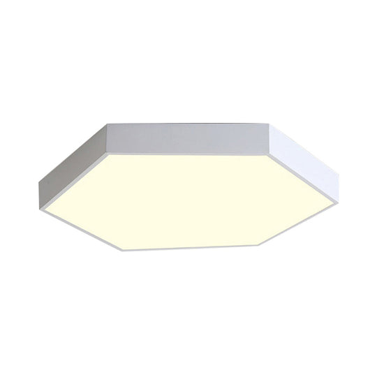 Modern Led Flush Mount With Metal Shade - Hexagon Design In Gray/Yellow/Blue White/Warm Light