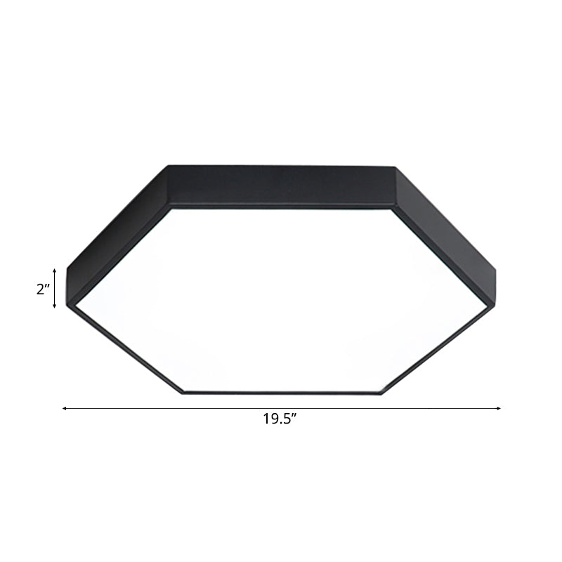 Modern Led Flush Mount With Metal Shade - Hexagon Design In Gray/Yellow/Blue White/Warm Light