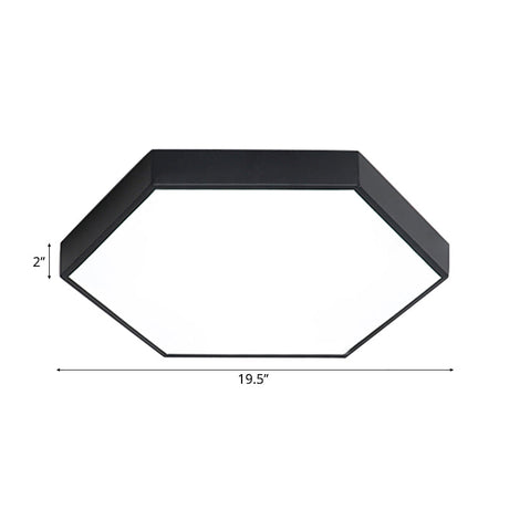 Modern Led Flush Mount With Metal Shade - Hexagon Design In Gray/Yellow/Blue White/Warm Light