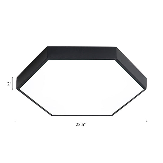 Modern Led Flush Mount With Metal Shade - Hexagon Design In Gray/Yellow/Blue White/Warm Light