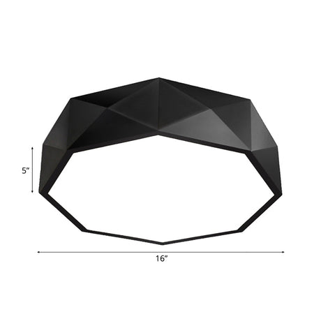 Modern Led Metal Flush Mount Lighting With Concave/Convex Shape - White/Black Ceiling 16/19.5/23.5