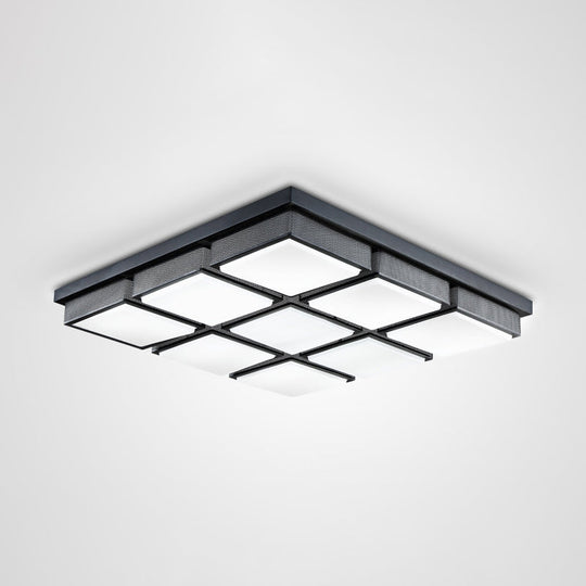 Modern Flush Mount Light With Acrylic Panels - Black/White 6/9 Lights Warm/White Living Room Ceiling