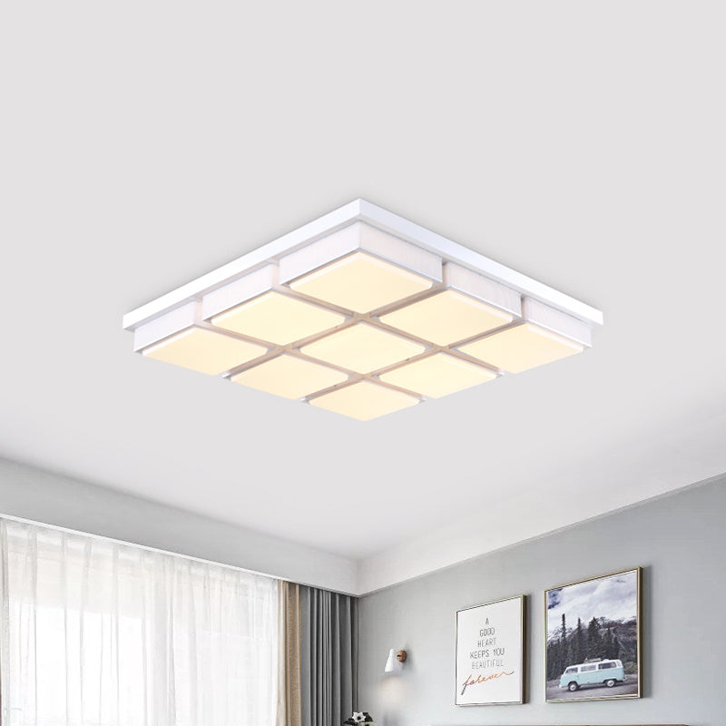 Modern Flush Mount Light With Acrylic Panels - Black/White 6/9 Lights Warm/White Living Room