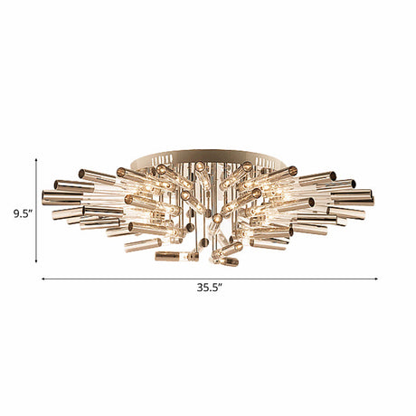 Stylish Sputnik Semi-Flush Light W/ Nine Or Twenty-One Stainless Steel Lights - Ideal For Dining