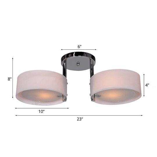 Semi Flush Ceiling Light Fixture - Stunning Drum Acrylic Shade 1/2/3 Lights Modern Silver Design