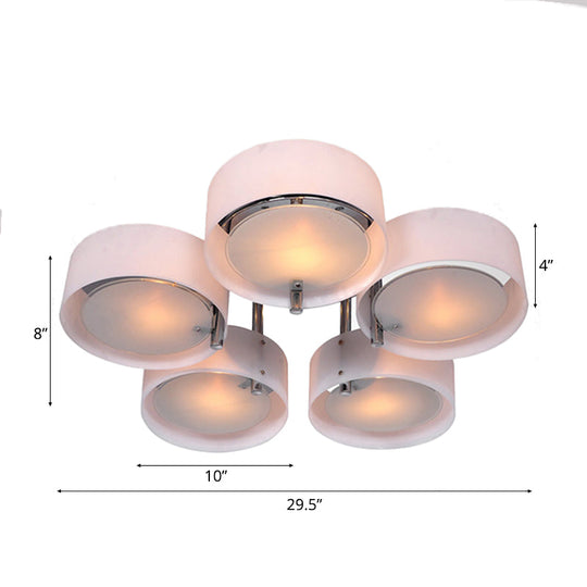 Semi Flush Ceiling Light Fixture - Stunning Drum Acrylic Shade 1/2/3 Lights Modern Silver Design