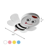 Bee Shape Led Flushmount Lighting - Fun Cartoon Design For Bedroom With White/Pink/Yellow Acrylic