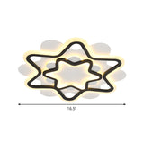 Nordic Style Led Acrylic Star Frame Flush Mount Ceiling Lamp In White/Black