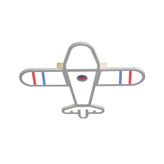 Cartoon Acrylic Led Plane Flushmount Light In White/Blue For Bedroom