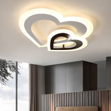 Nordic Style Led Loving Heart Flush Lamp In White/Warm Light Black-White / Warm