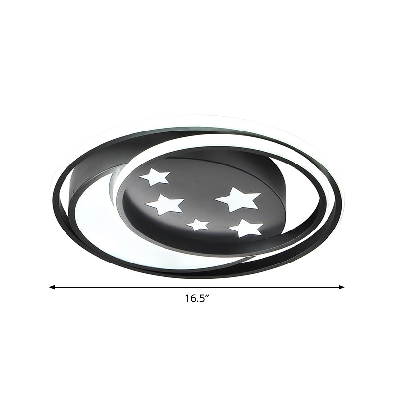 Nordic Led Black Flushmount With Star Pattern For Bedroom Lighting Fixture