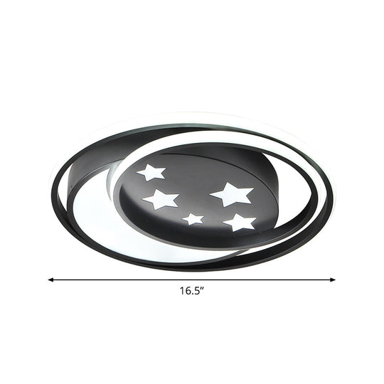 Nordic Led Black Flushmount With Star Pattern For Bedroom Lighting Fixture