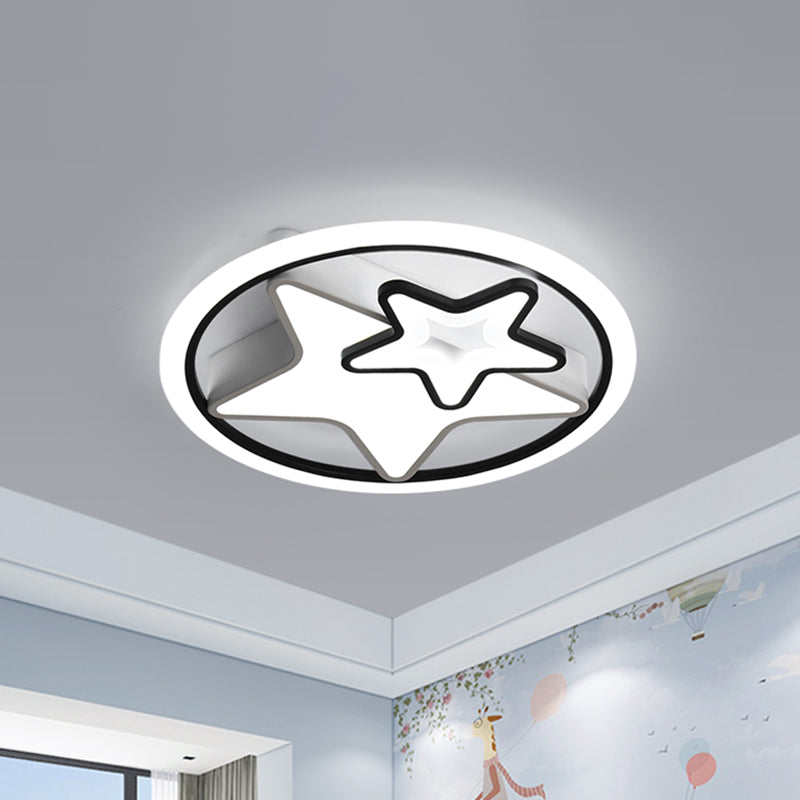 Nordic Acrylic Led Dual Star Flush Lighting For Bedroom Ceiling - White/Black