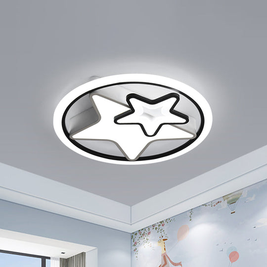 Nordic Acrylic Led Dual Star Flush Lighting For Bedroom Ceiling - White/Black