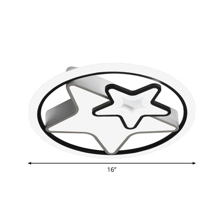 Nordic Acrylic Led Dual Star Flush Lighting For Bedroom Ceiling - White/Black