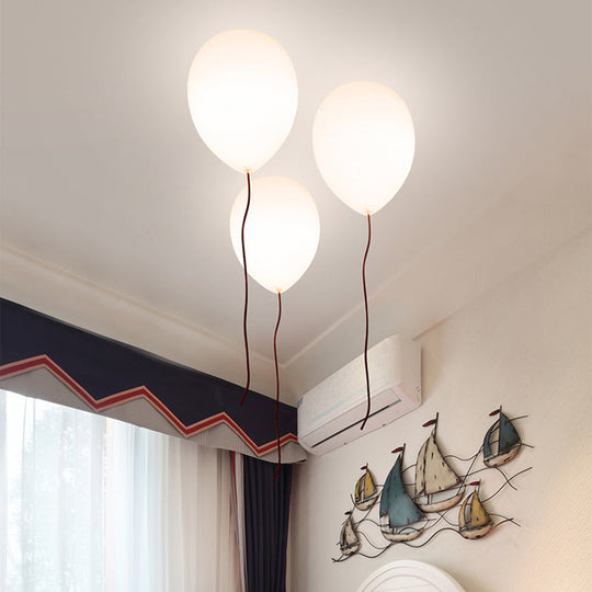 Contemporary White Balloon Shade Flush Mount Light With Opal Glass Ceiling Fixture - 8/10 W 1 Head