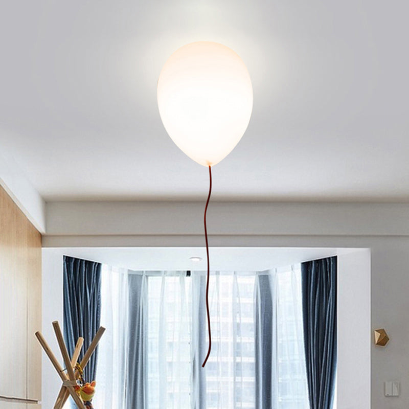 Contemporary White Balloon Shade Flush Mount Light With Opal Glass Ceiling Fixture - 8’/10’ W 1