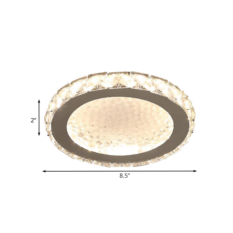 Modern Led Crystal Flushmount Ceiling Lamp With Minimalist Nickel Finish