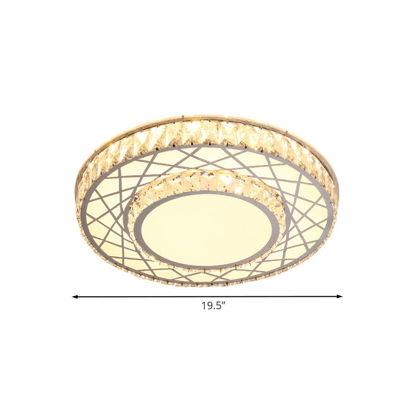 Modern Stainless - Steel Led Crystal Flush Ceiling Mount Light Fixture For Bedroom