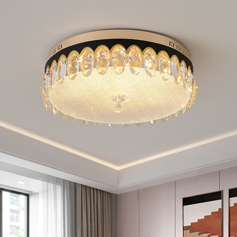 Minimalist Led Crystal Flush Mount Ceiling Light For Bedroom
