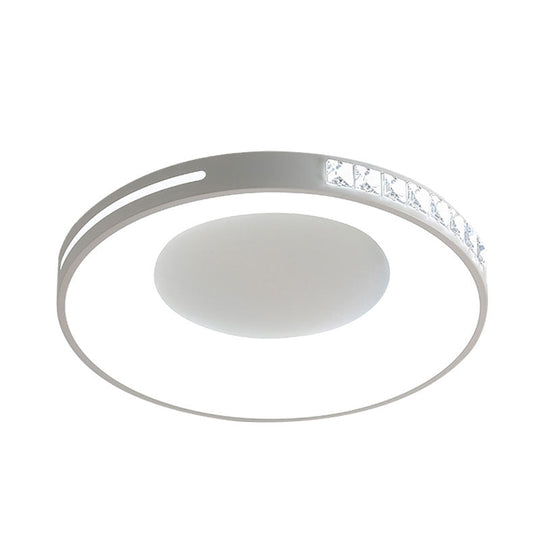 White Round Ceiling Flush Mount Led Light Fixture For Bedroom